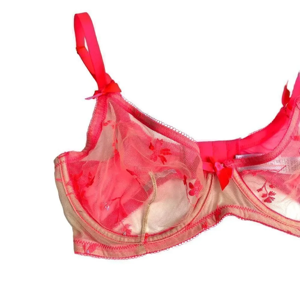 Savage x Fenty Foiled Sprigs Embroidered Unlined‎ Bra Sz 34D
